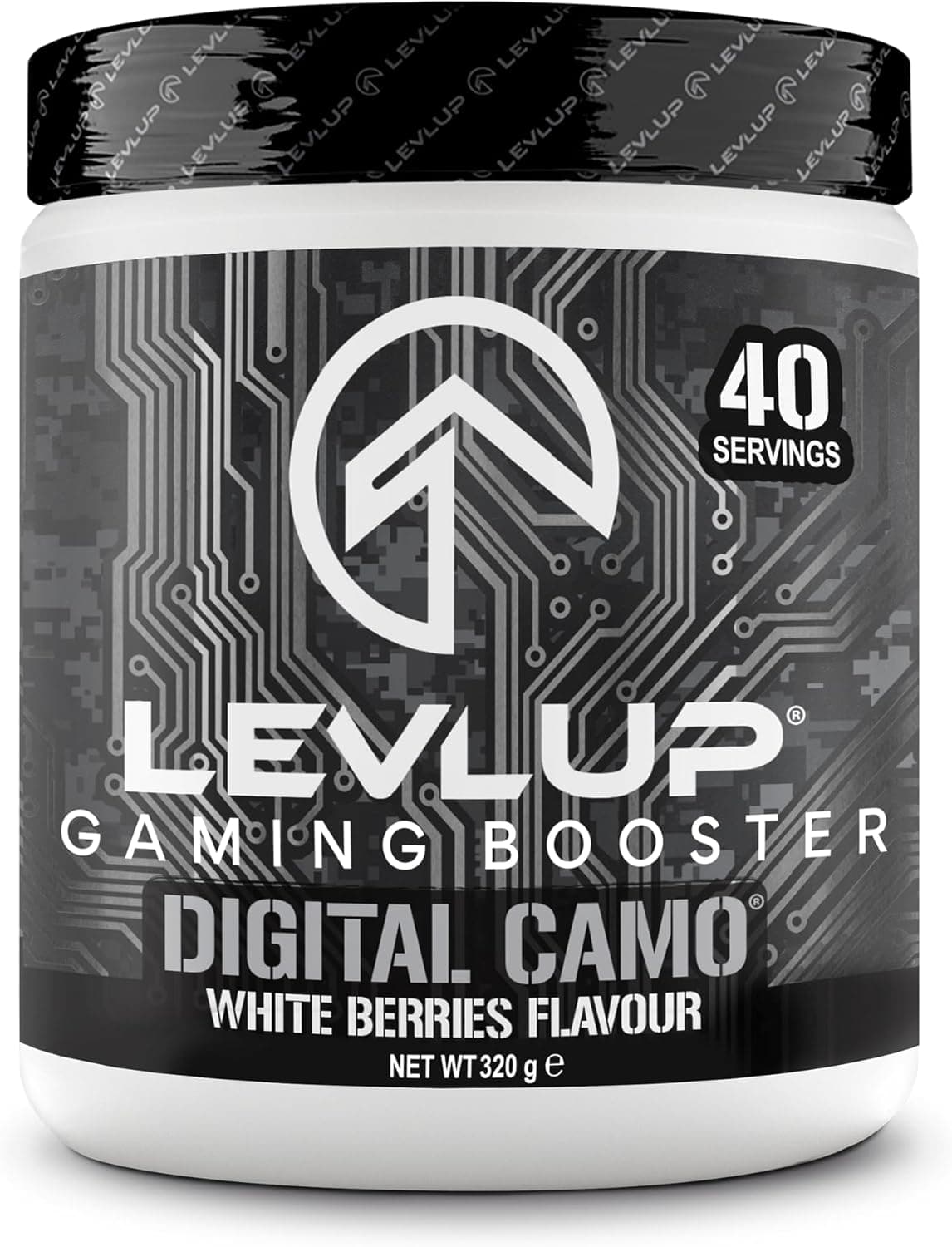 LevlUp Digital Camo Gaming Booster – White Berries, 320g, 40 Portionen